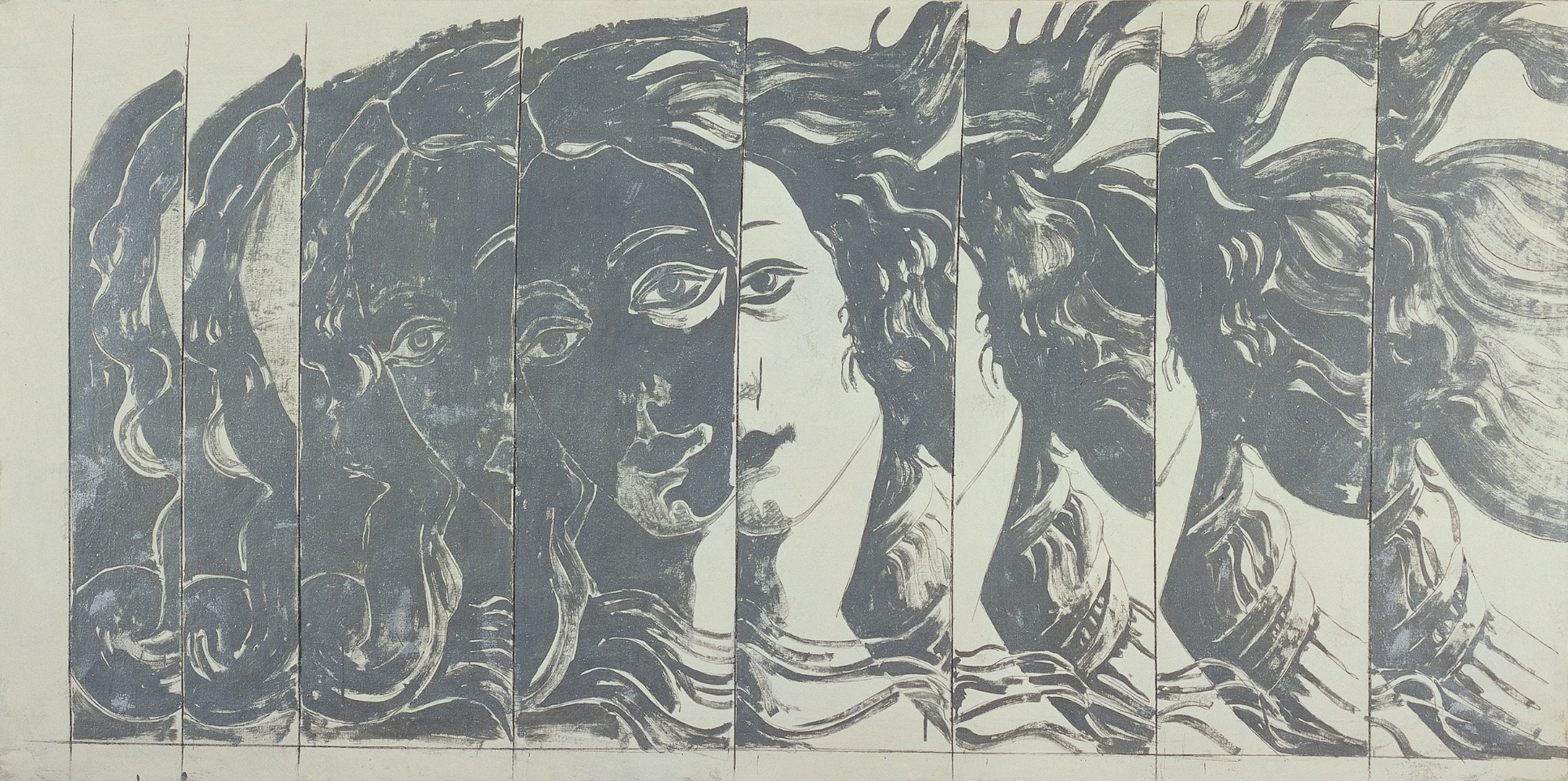 Giosetta Fioroni, Particolare della nascita di Venere, 1965, olio su tela, cm 100 x 200. Collezione Intesa Sanpaolo