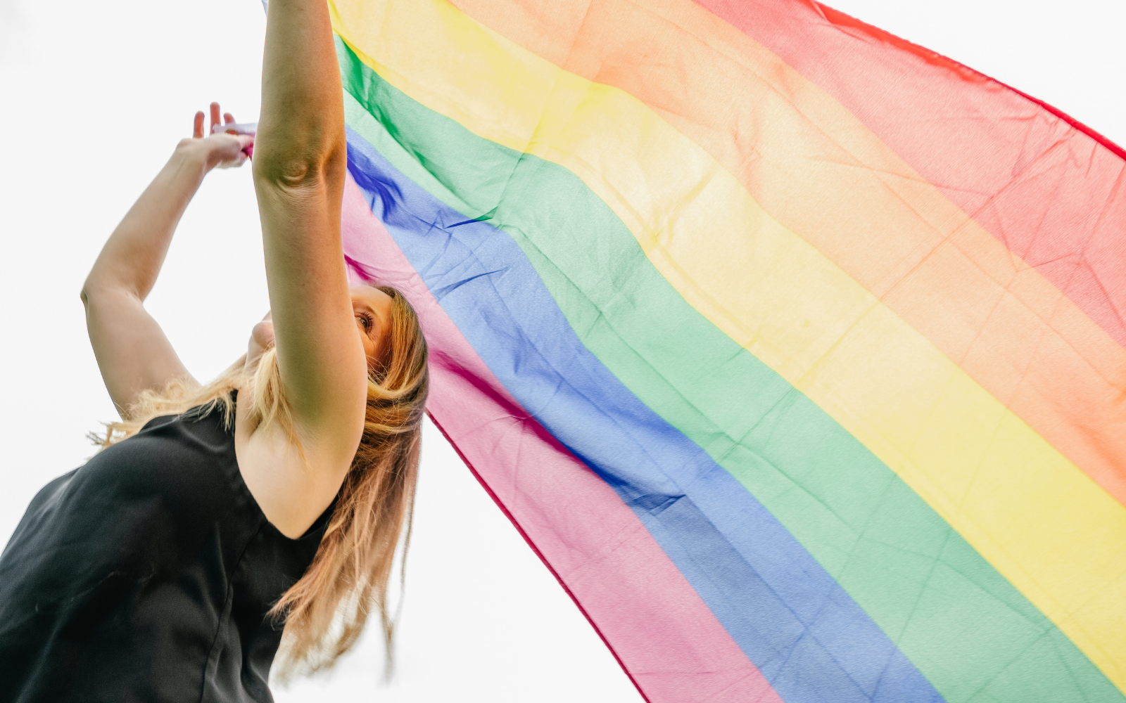 A girl demonstrates during Pride