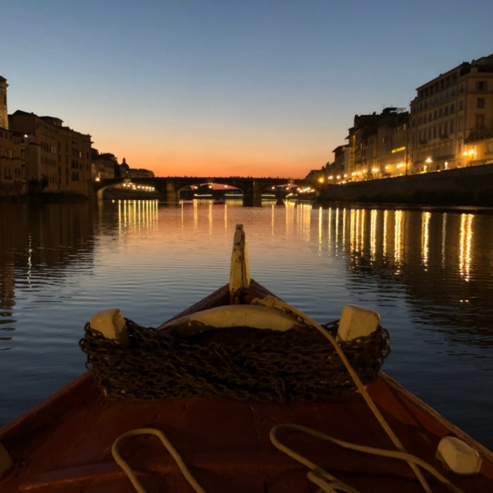 Sunset in Florence by boat tour in Tuscany