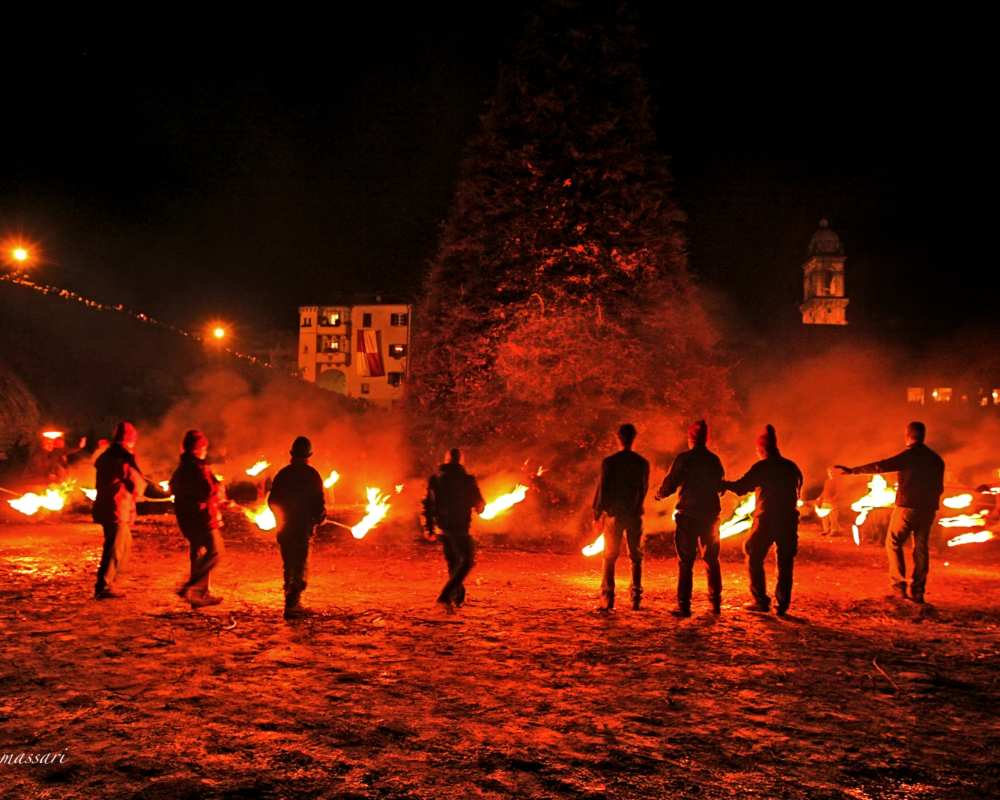 Stokers preparing to light the bonfire