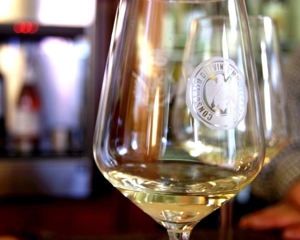 A glass of Montecarlo white wine