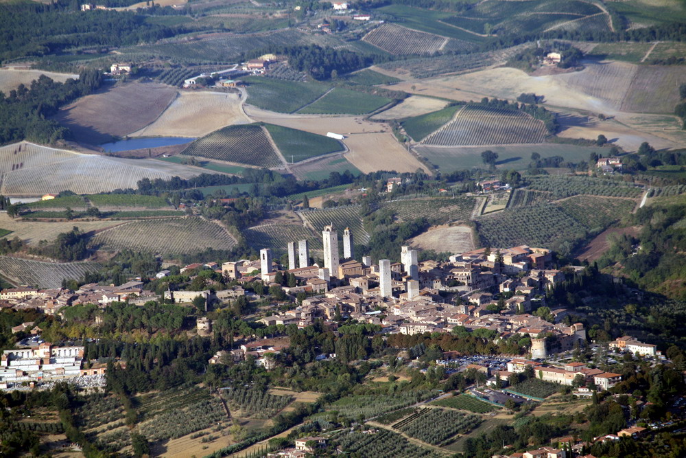 San Gimignano from the helicopter