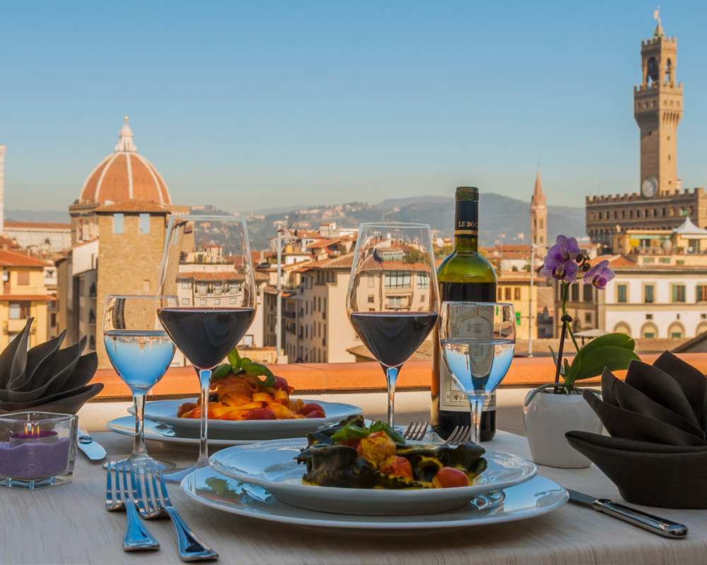 Blick von der Terrasse des Hotels Pitti Palace al Ponte Vecchio
